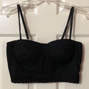 Haute Monde Black Bra Tank Top Juniors Size Large Lace Bra Crop Top